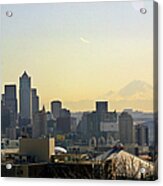 Alluring Seattle Skyline With Mt Acrylic Print
