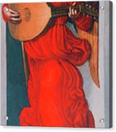 An Angel In Red With A Lute, 1490-1499 Acrylic Print