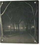 An Icy Night, New York, 1898 Acrylic Print