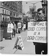 Anti-communist Picket In Times Square Acrylic Print