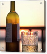 Antique Glass And A Bottle Of Wine At Acrylic Print
