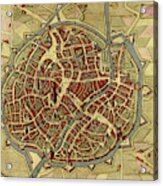 Antique Map Of Mechelen - Malines In Belgium Acrylic Print