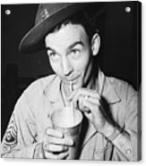 Army Sgt. Sipping Ice Cream Soda, 1944 Acrylic Print