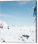 Austria, Arlberg, Man On Ski Slope Acrylic Print