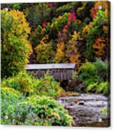 Autumn At The Comstock Covered Bridge Acrylic Print