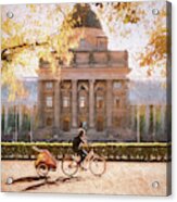 Autumn, Cycling In The Park, Munich, Germany Acrylic Print