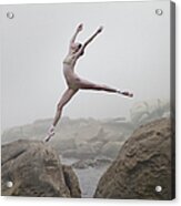 Ballerina Leaping From One Rock To Acrylic Print