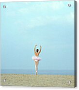 Ballerina On Beach, Rear View Acrylic Print