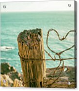 Barb Wire Love By The Sea 1 Acrylic Print