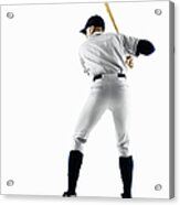 Baseball Player Swinging Bat From Behind Acrylic Print