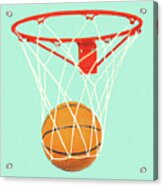 Basketball In A Basketball Hoop Acrylic Print