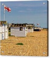 Beach Huts With Flags Acrylic Print