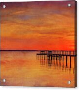 Beach Sunset Outer Banks Eleven With Texture Acrylic Print