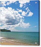 Beautiful Beach And Dramatic Clouds Acrylic Print