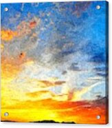Beautiful Sunset In Landscape In Nature With Warm Sky, Digital A Acrylic Print