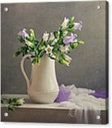 Bell Shape Flowers In White Pitcher Acrylic Print