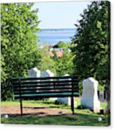 Bench With A Harbor View Acrylic Print