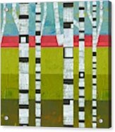 Birches With Pink And Green Acrylic Print