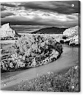 Black And White Photograph Of The Rio Chama And Cerrito Blanco In Abiquiu - Rio Arriba New Mexico Acrylic Print