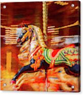 Black Carousel Horse Painting Acrylic Print