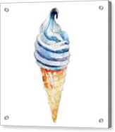 Blue Ice Cream, Watercolor Illustration Acrylic Print