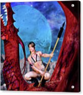 Blue Moon And Red Dragon Acrylic Print