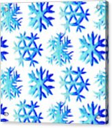 Blue Watercolor Snowflakes Pattern Acrylic Print