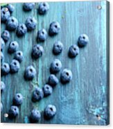 Blueberries Ion Blue Wooden Table Acrylic Print