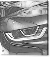 Bmw I8 Front Abstract Black And White Sketch Acrylic Print