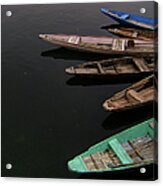 Boats In Dal Lake Acrylic Print