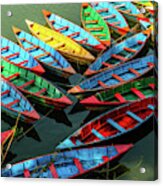 Boats Of Primary Colors Acrylic Print