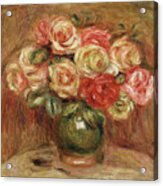 Bouquet Of Roses In A Green Vase Acrylic Print