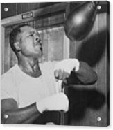 Boxer Archie Moore Using Punching Bag Acrylic Print