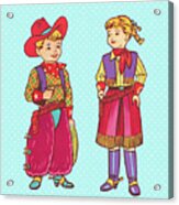 Boy And Girl In Western Wear Acrylic Print