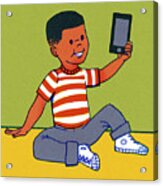 Boy Holding A Mobile Phone Acrylic Print