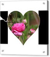 Boy Silhouette And Pink Ranunculus In Heart Mom Big Letter Acrylic Print