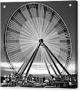 Branson Ferris Wheel In Monochrome 1x1 Acrylic Print