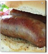 Bread Roll With Sausage Close Up Acrylic Print