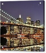 Brooklyn Bridge At Night Acrylic Print