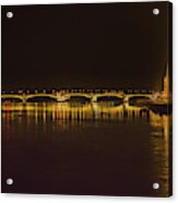 Budapest By Night - Over Danube River Acrylic Print