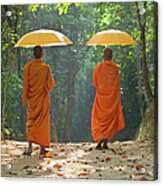 Buddhist Monks Walking Along Dirt Road Acrylic Print