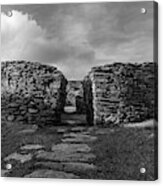 Cahergall Stone Fort Ireland Black And White Acrylic Print