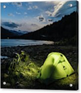 Camping Along A River In Chilean Patagonia Acrylic Print