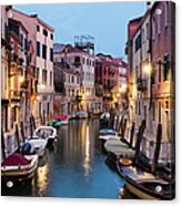 Canal In Dorsoduro District At Dusk Acrylic Print