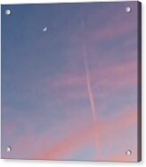 Cancerian Crescent And Contrail Sunset Acrylic Print