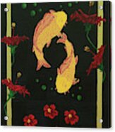 Carp And Hibiscus Acrylic Print