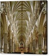 Center Nave Of Lincoln Cathedral, Looking East. -second Quarter 13th-. Acrylic Print