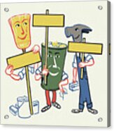 Character Workers With Signs Acrylic Print