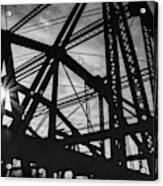 Charlestown Bridge Boston Massachusetts Black And White Acrylic Print