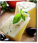 Cheese With Spices And Olives Acrylic Print
